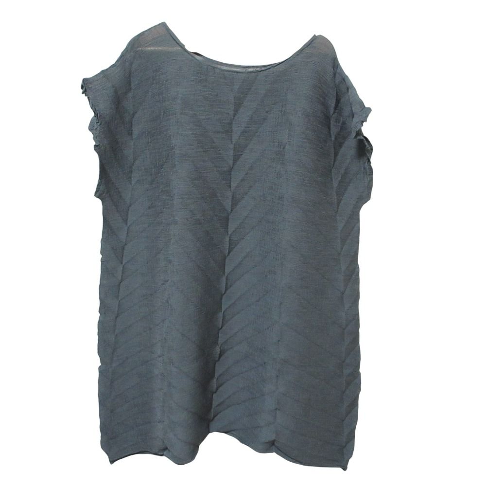 美品 25SS me ISSEY MIYAKE ミーイッセイミヤケ STAR SEE-THROUGH CREPE ノースリーブ チュニック カットソー MI52FT563 グレー レディース 古着 中古 USED 美品 25SS me ISSEY MIYAKE ミーイッセイミヤケ STAR SEE-THROUGH