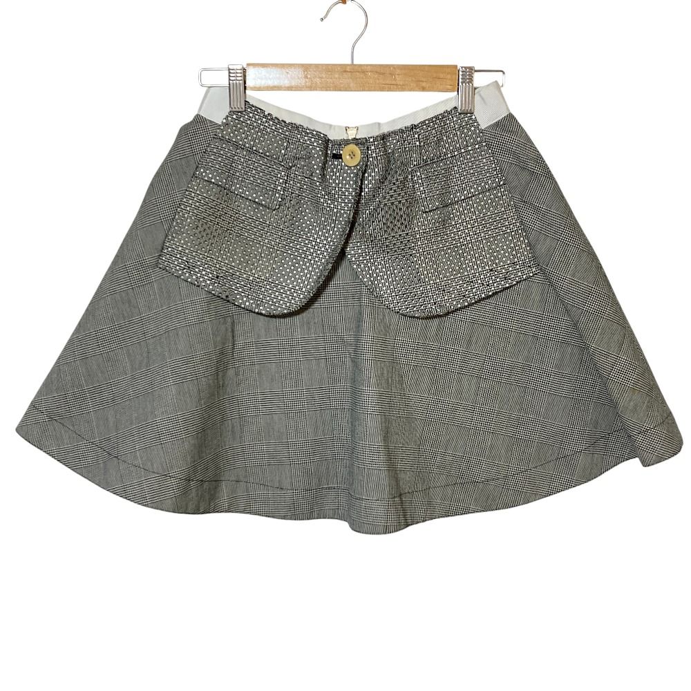 sacai サカイ 千鳥格子 フレアスカート 14-01947 サイズ2 ホワイト