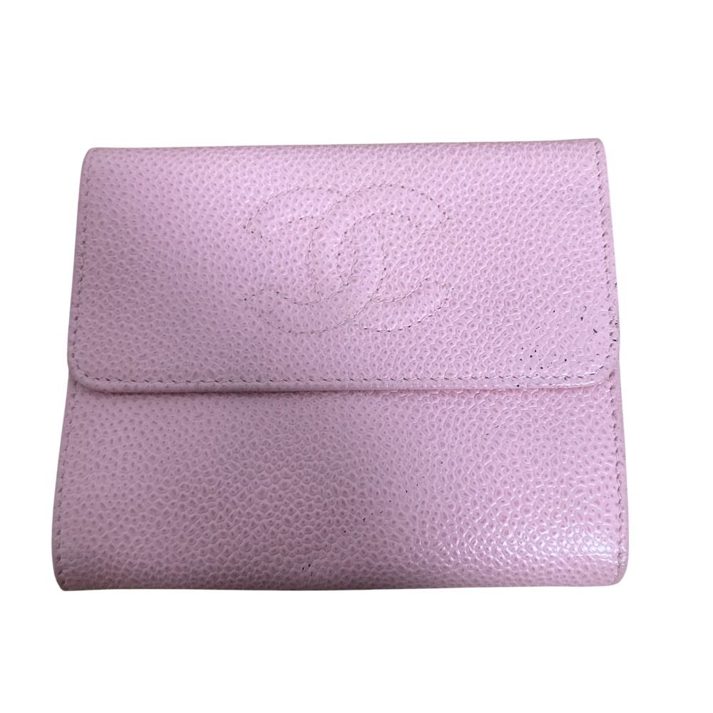 良品 CHANEL シャネル ココマーク キャビアスキン 三つ折り財布 良品 CHANEL シャネル ココマーク キャビアスキン 三つ折り財布