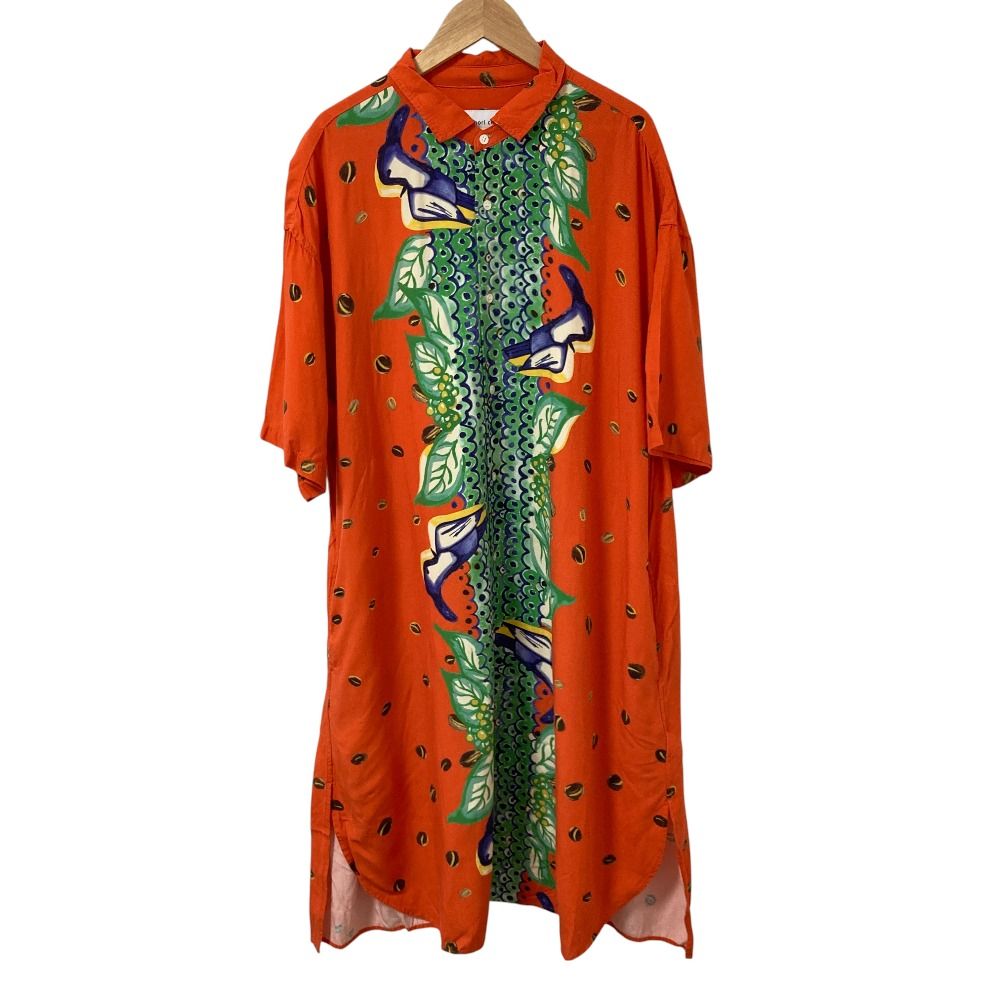 TSUMORICHISATO ツモリチサト 【美品】 ワンピース チュニック 花柄 レトロ ミニ 半袖 ホワイト グリーン ブラック 白 緑 黒 良品 tsumori chisato ツモリチサト ニコアンド コラボ コーヒードット