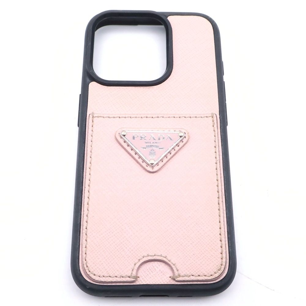 PRADA (プラダ) iphone 15 Pro 1ZH162 トライアングルロゴ アイフォン15プロ スマートフォンケース ピンク