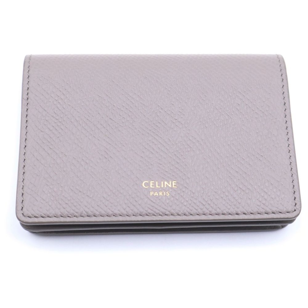 セリーヌ　ビジネスカードホルダー／グレー CELINE (セリーヌ) ビジネスカードホルダー グレインドカーフスキン