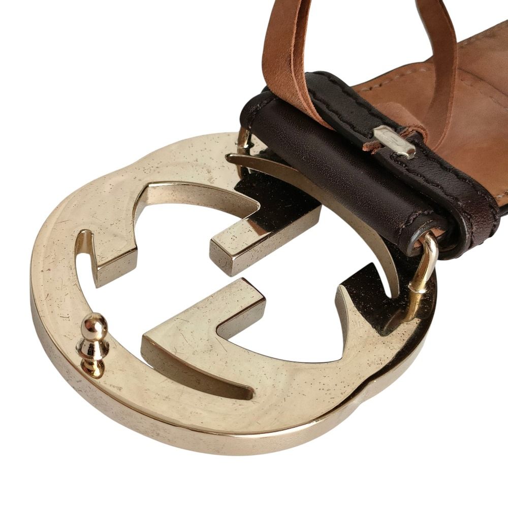 良品 GUCCI グッチ インターロッキングGGバックル ラインベルト 114876