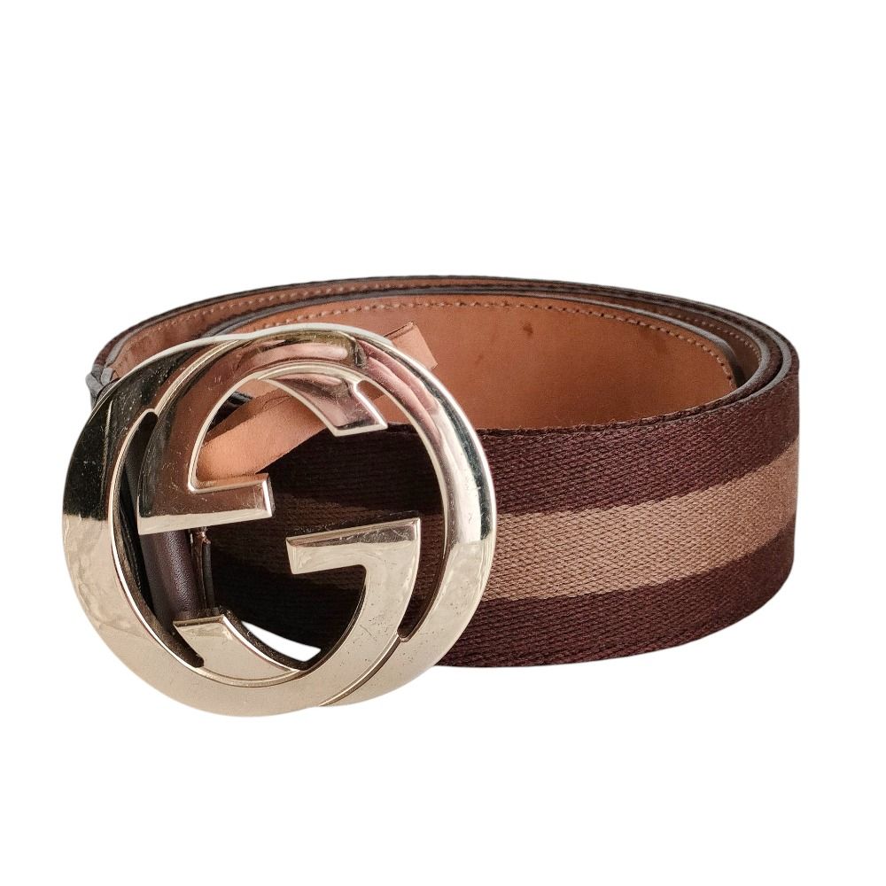 良品 GUCCI グッチ インターロッキングGGバックル ラインベルト 114876