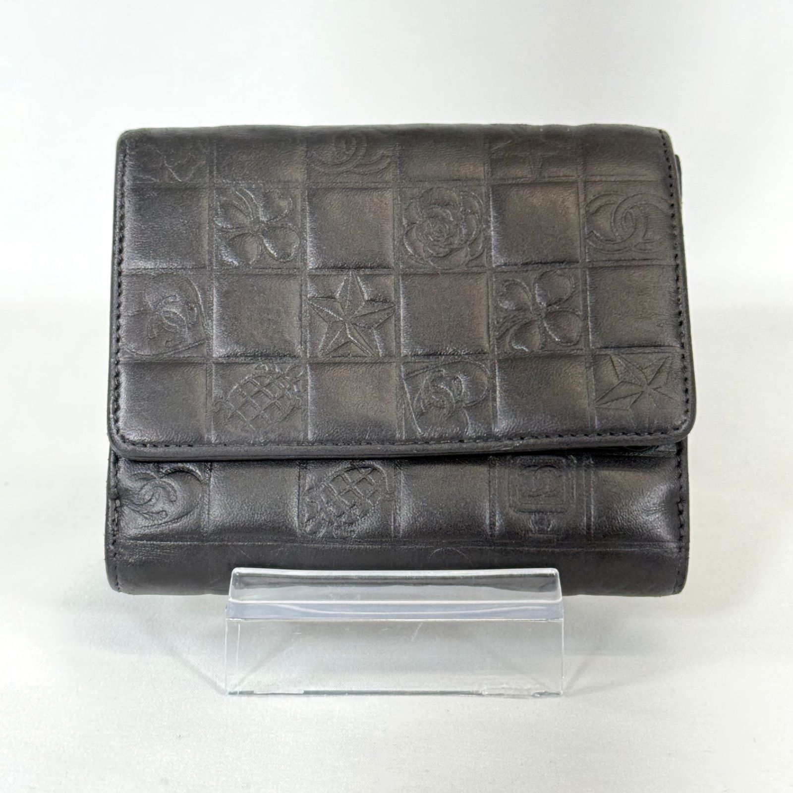 人気・美品】 CHANEL シャネル アイコンライン ラムスキン Wホック 