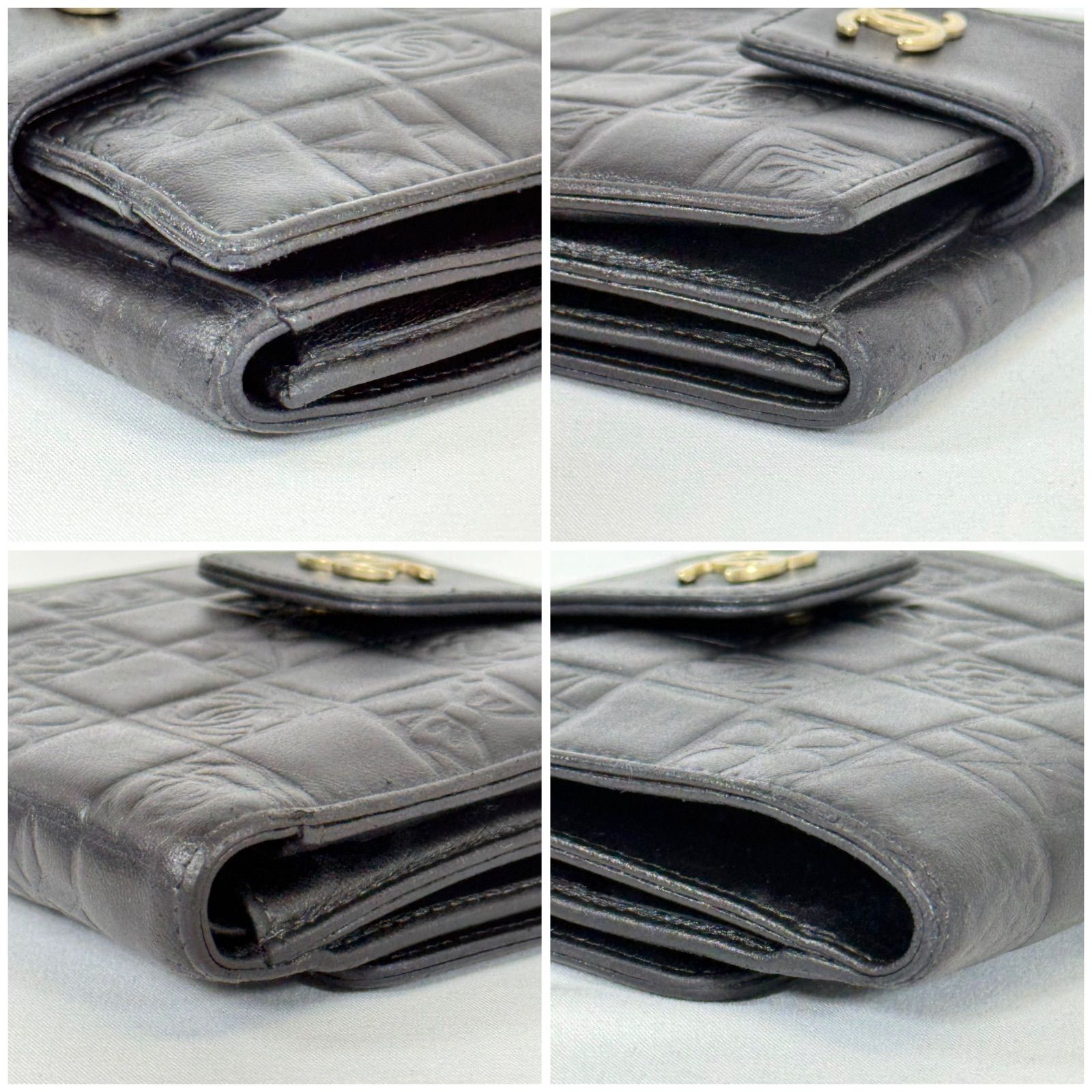 人気・美品】 CHANEL シャネル アイコンライン ラムスキン Wホック 