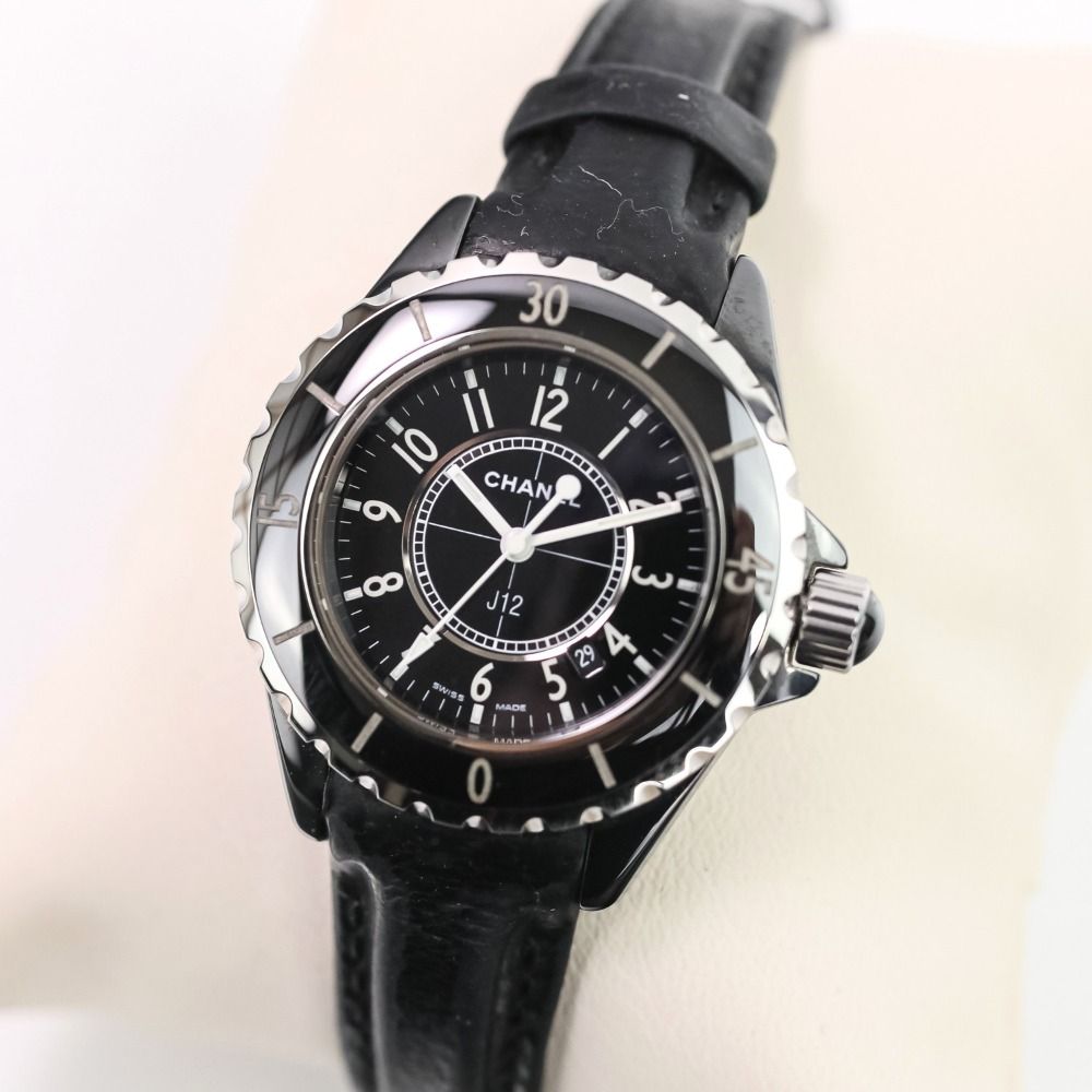 良品 CHANEL シャネル J12 セラミック 腕時計 H0680 33mm デイト 