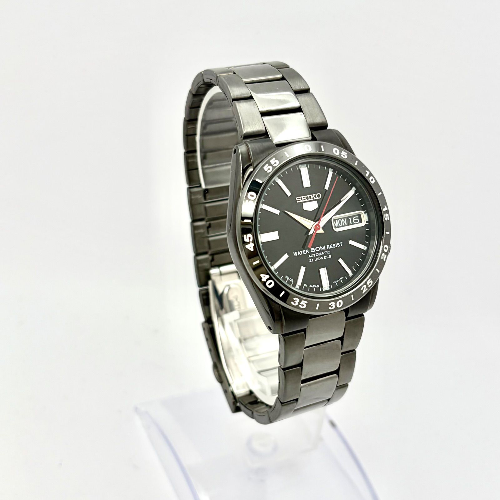 箱付/稼働】SEIKO5 セイコー5 機械式 自動巻き メンズ 腕時計 ブラック