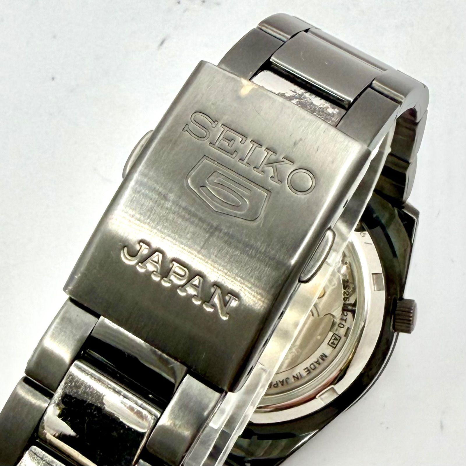 箱付/稼働】SEIKO5 セイコー5 機械式 自動巻き メンズ 腕時計 ブラック