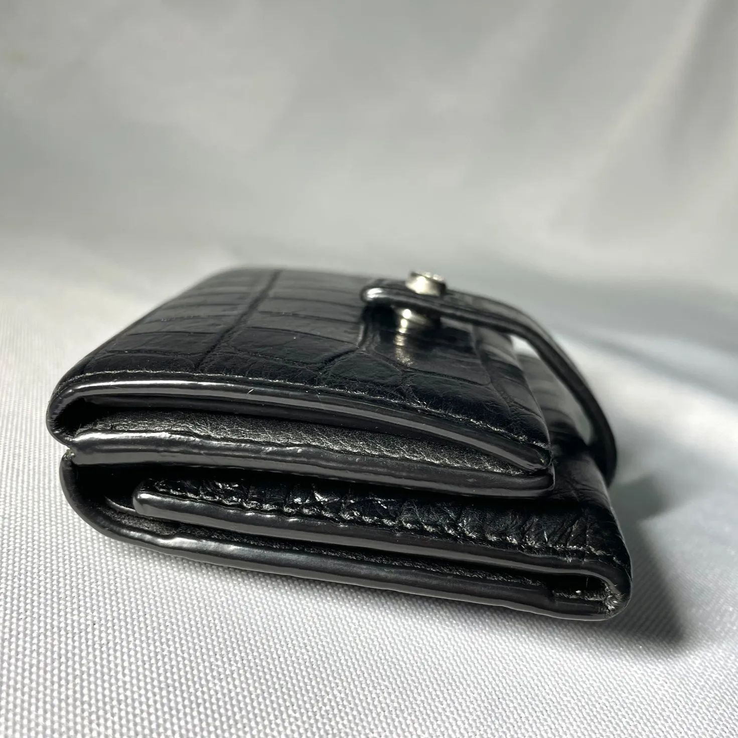 美品 Saint Laurent Paris サンローランパリ 三つ折りレザー財布 黒