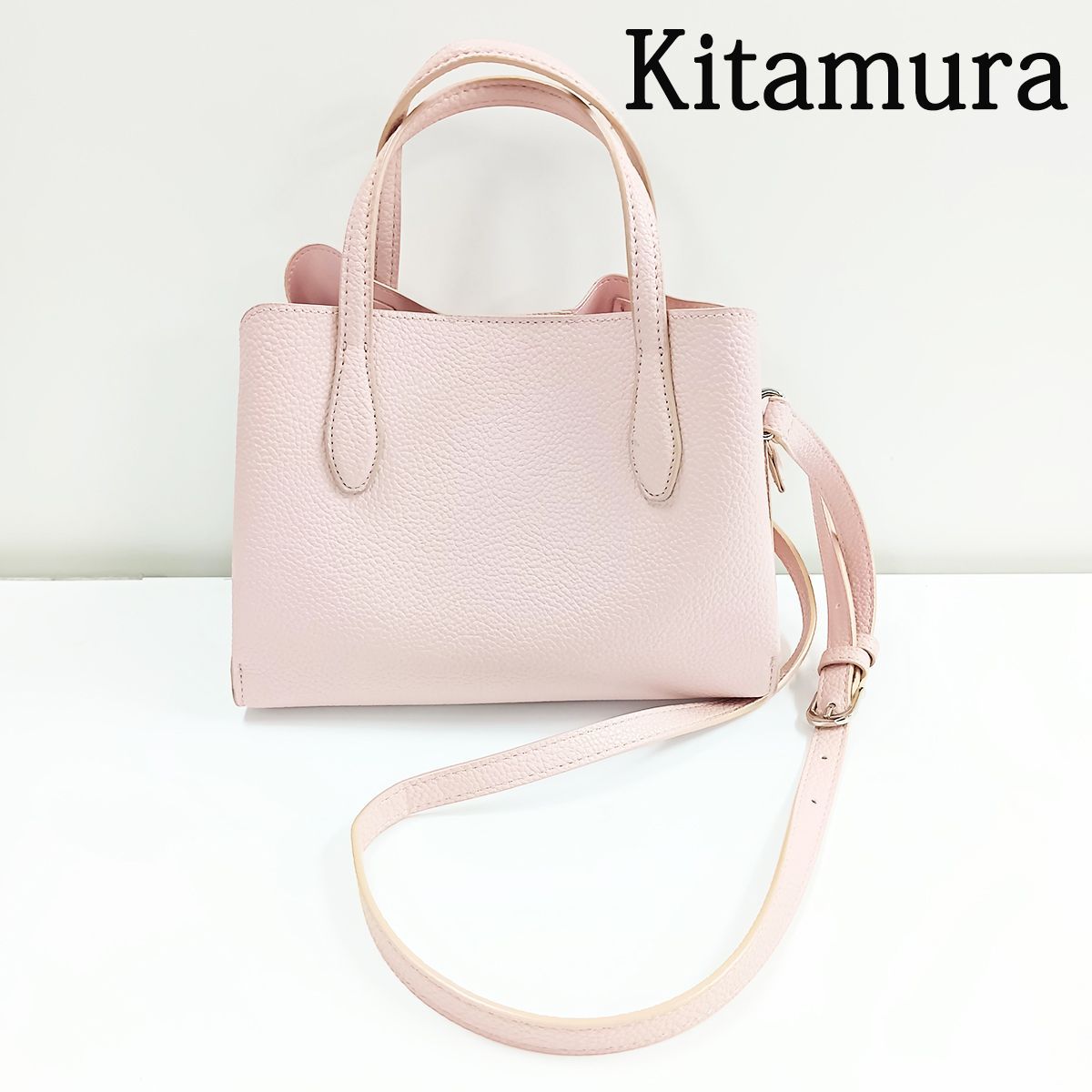 キタムラ 2way ショルダーバッグ トートバッグ ピンク レザー 斜め掛け キタムラ 2way ショルダーバッグ トートバッグ ピンク レザー 斜め掛け