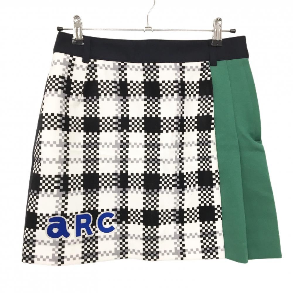 新品】アルチビオ スカート ネイビー×白×グリーン 前面チェック部微