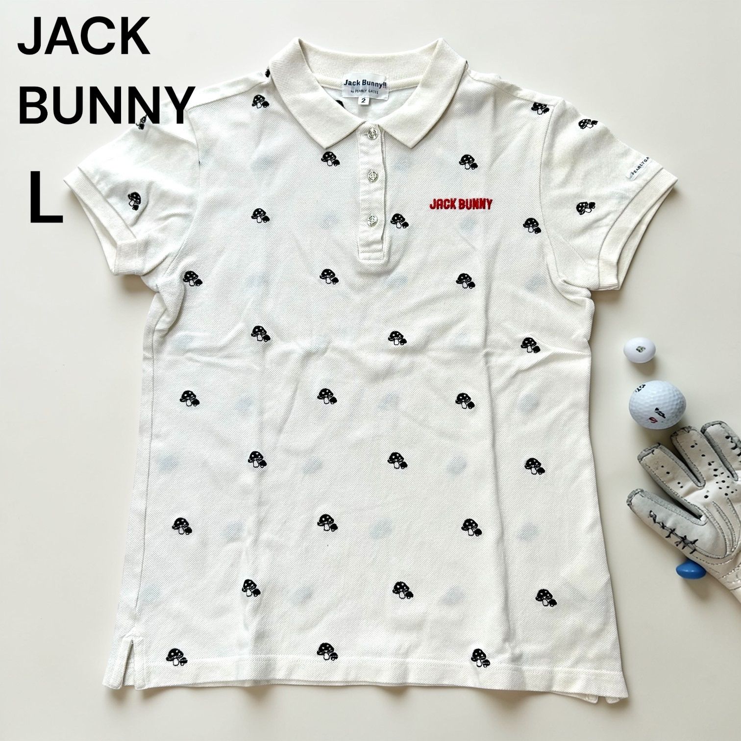 美品 ジャックバニー JACKBUNNY ポロシャツ クリーム色 半袖シャツ 