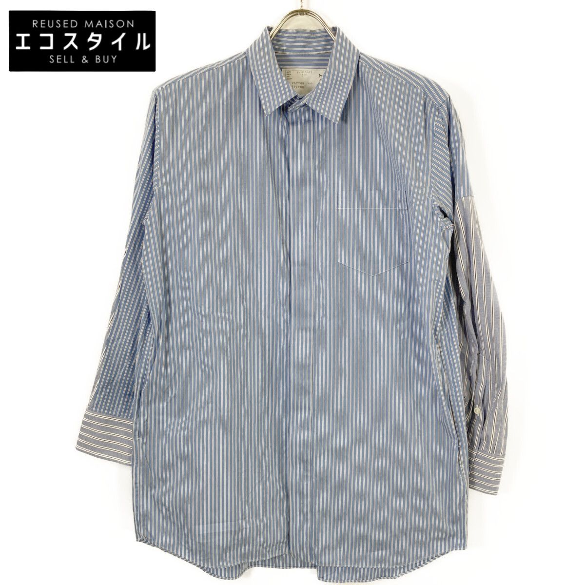 sacai サカイ 24-07527 24年 ブルー Cotton Poplin Shirt Dress sacai サカイ 24-07527 24年 ブルー Cotton Poplin Shirt Dress