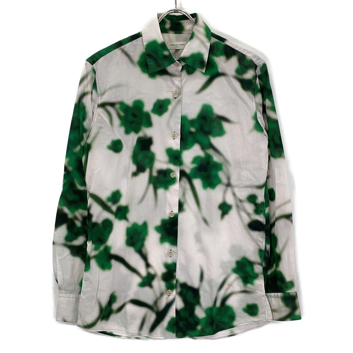 DRIES VAN NOTEN ドリスヴァンノッテン ｺｯﾄﾝ100 ﾌﾗﾜｰﾌﾟﾘﾝﾄ 長袖ｼｬﾂ 34 