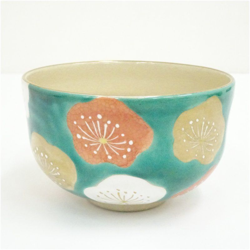 茶道具　【梅の絵】昭和　京焼　高台寺窯　茶碗　赤楽　共箱　共布　しおり 茶道具 ys7106951; 宗sou 高台寺窯 志村?山造 梅の絵赤茶碗（共箱）【道
