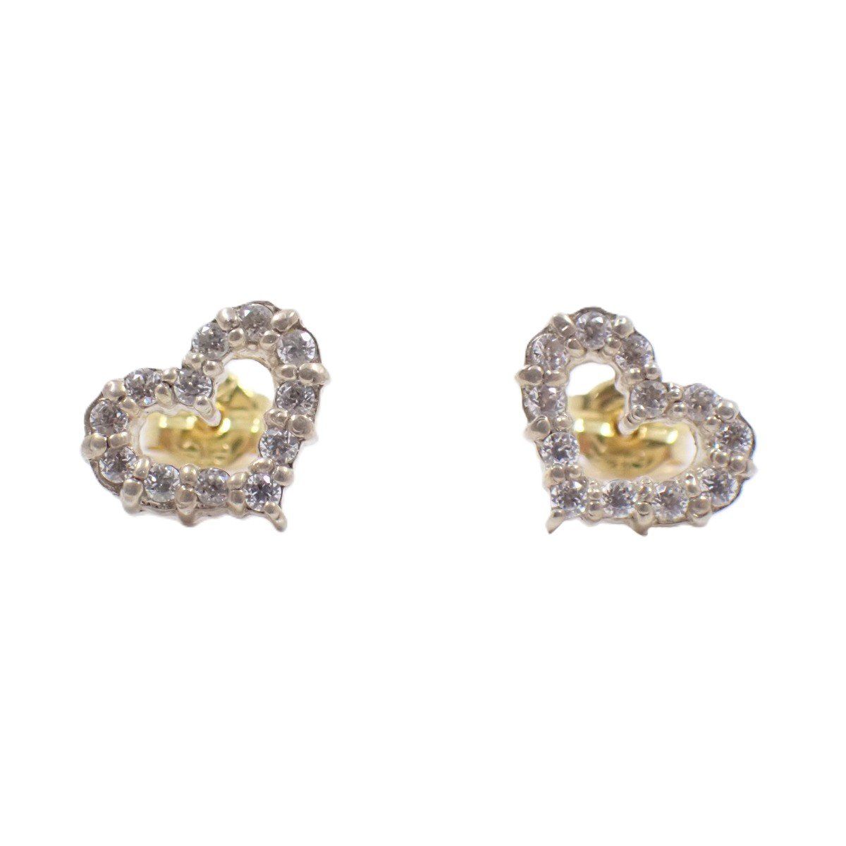 ete エテ ハート ピアス K18/シルバー925/ジルコニア【いおき質店 