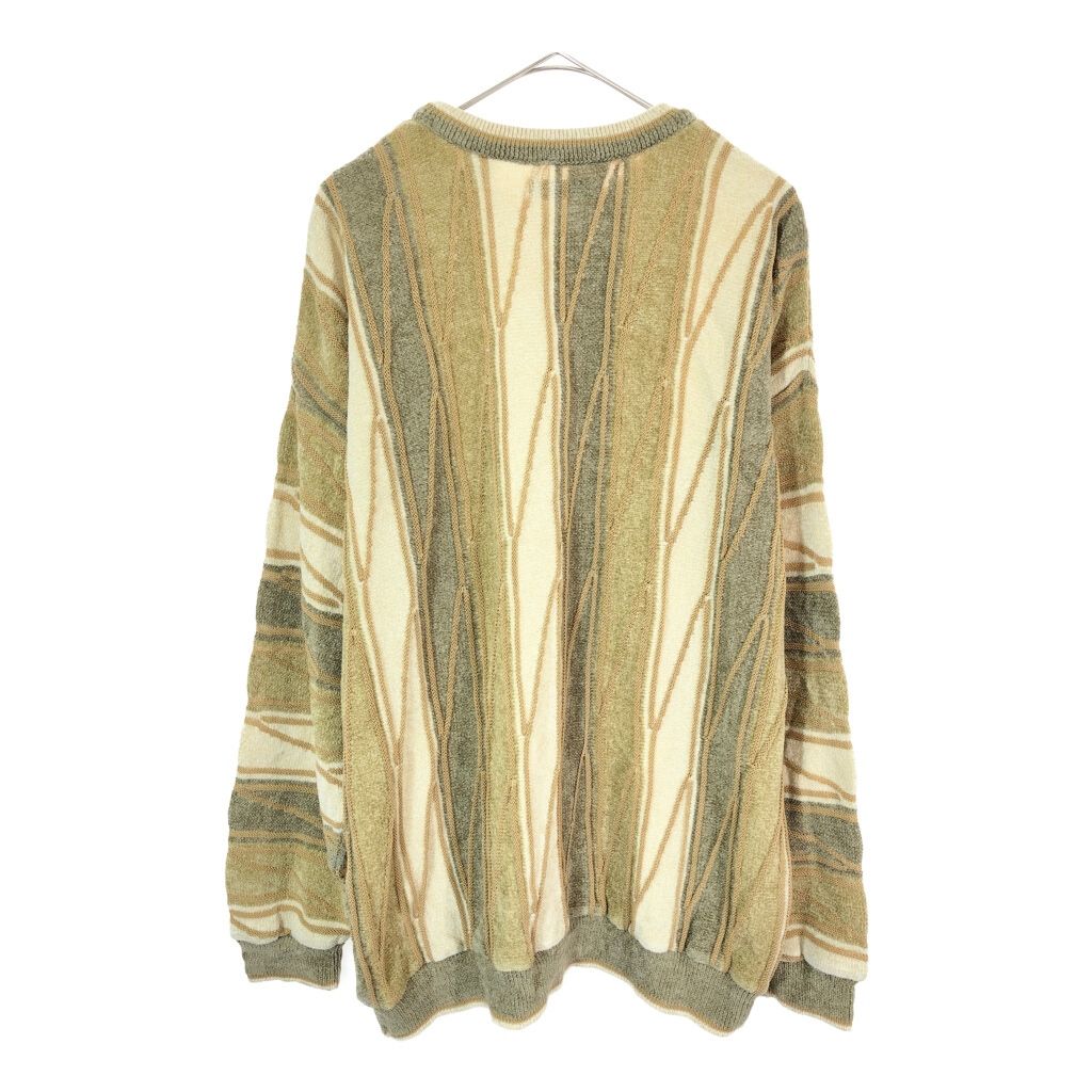 90年代 カナダ製 BACHRACH 3Dニットセーター 総柄 マルチカラー(メンズ XL)中古 古着 X3891