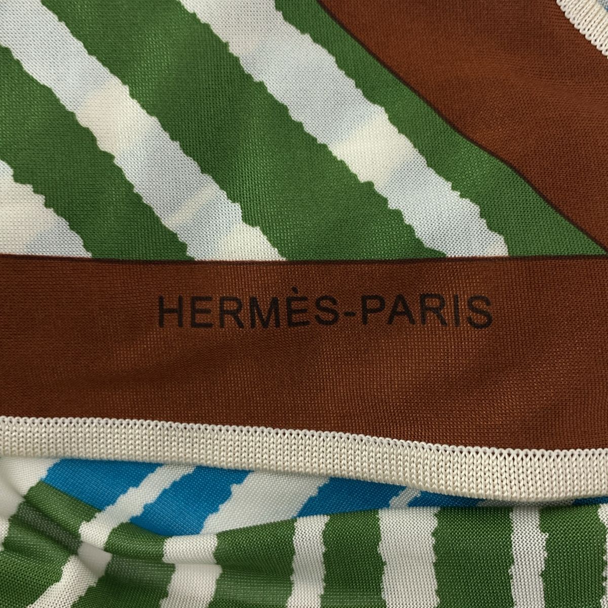 HERMES / エルメス | ポワントゥ シルク トライアングル スカーフ ストール | ブルー/ブラウン/グリーン HERMES / エルメス | ポワントゥ シルク トライアングル スカーフ