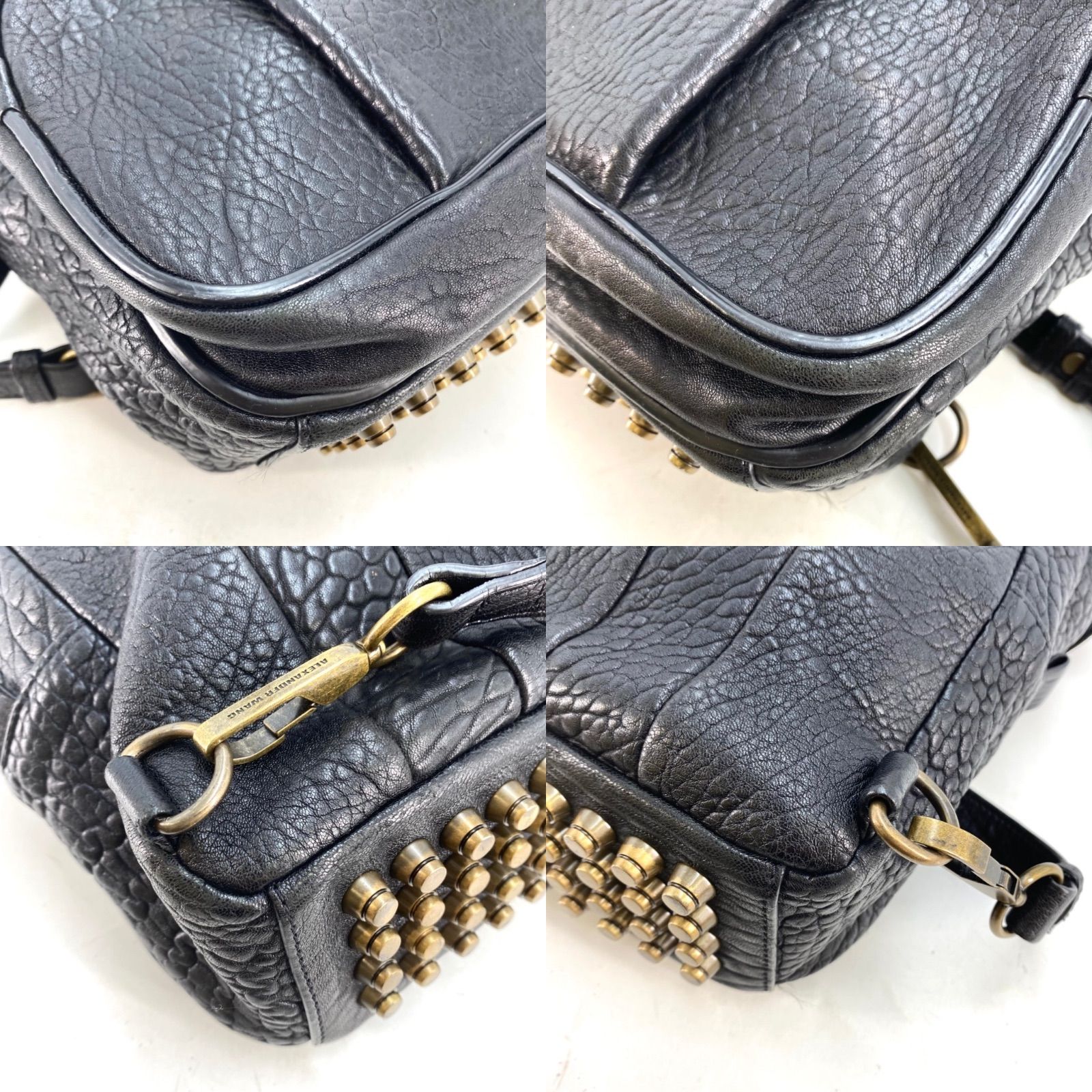 アレキサンダーワン リュックバックパック 革 スタッズ 黒 GB304