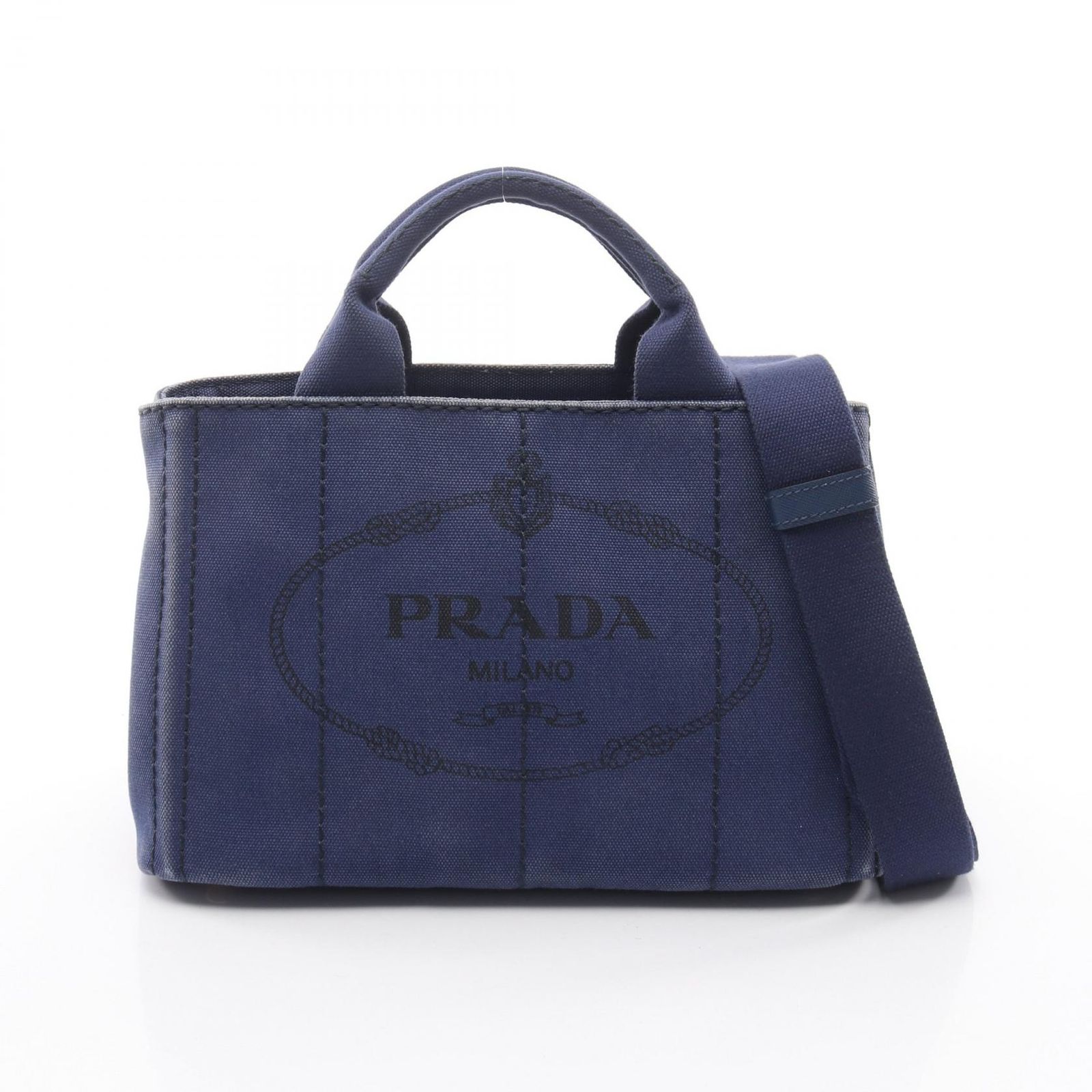 プラダ PRADA トートバッグ CANAPA カナパ 1BG439 ネイビー キャンバス 