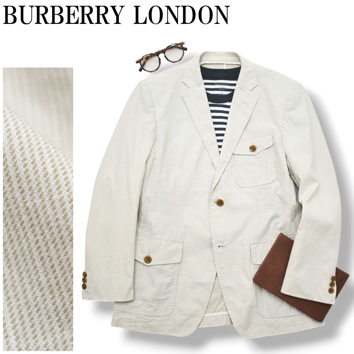 BURBERRY バーバリー リネン2Bジャケット 清涼】 バーバリー ロンドン BURBERRY LONDON コットンリネン ピン