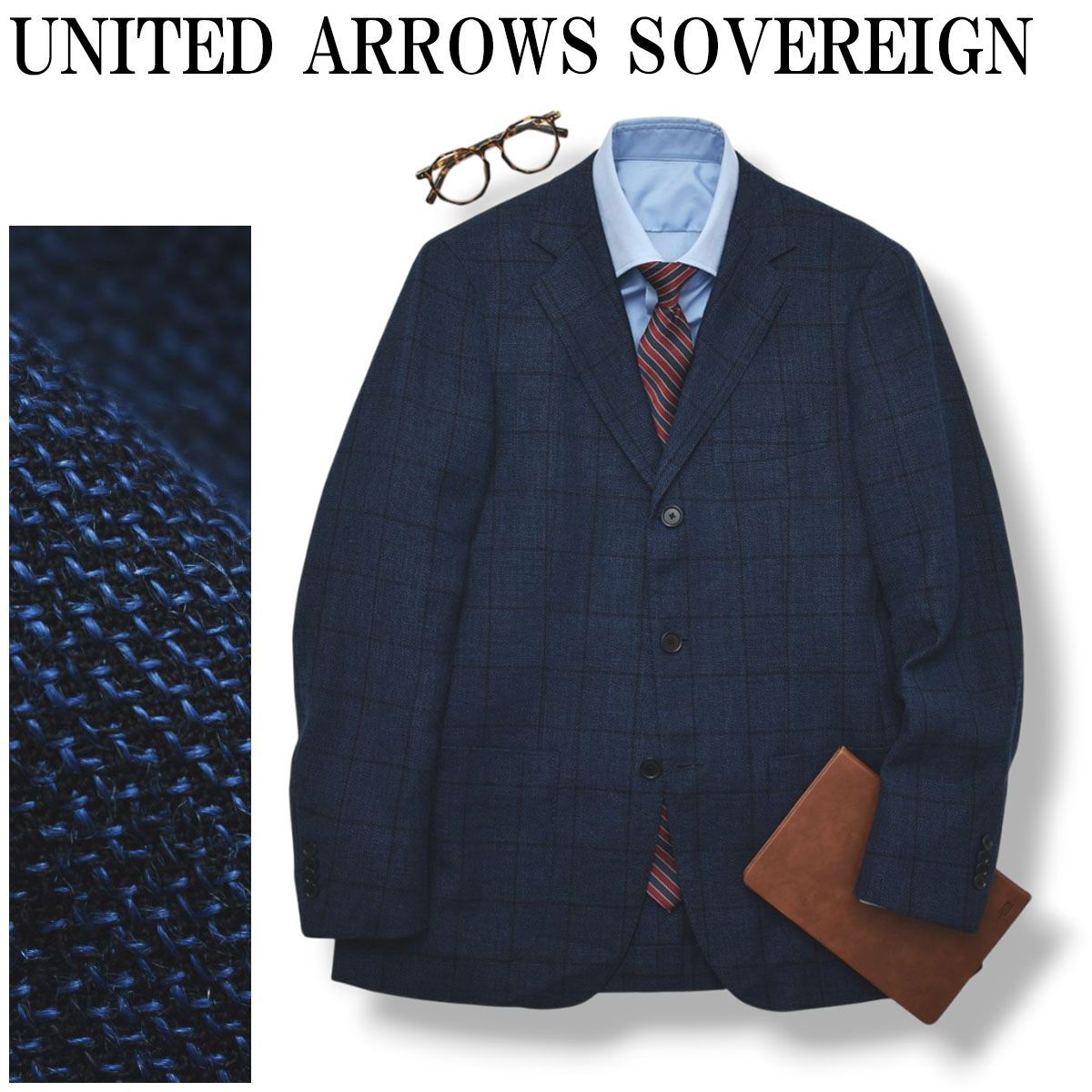 【新品】SOVEREIGN ソブリン ネイビー ウィンドウペインジャケット　48 ユナイテッドアローズ UNITED ARROWS ソブリン SOVEREIGN BREEZY