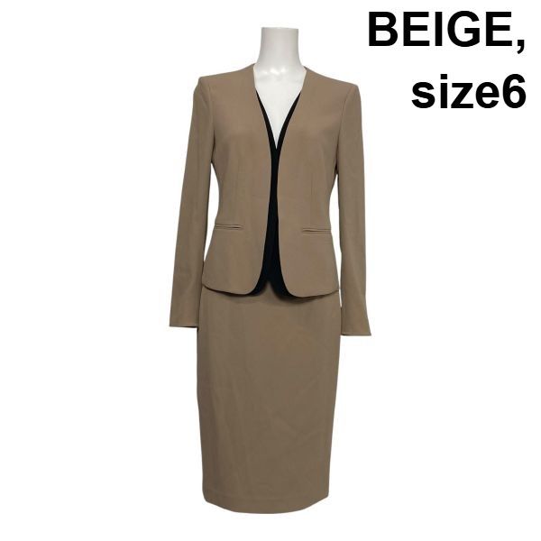 美品 BEIGE, シンディ ジャケット スカート セットアップ スーツ ◇ ベイジ BEIGE, CINDY スーツセットアップ ノーカラージャケット