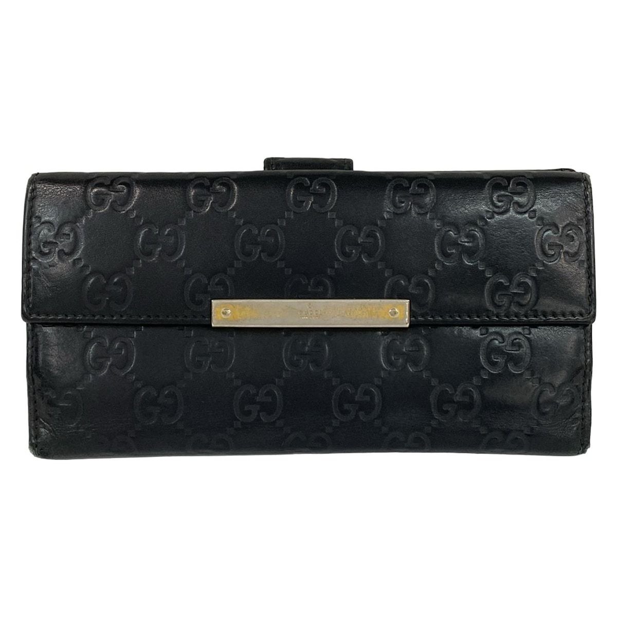 GUCCI(グッチ) 長財布 シマライン,メタルバー 112715 黒 レザー GUCCI(グッチ) 長財布 メタルバー,シマライン 112715 黒 レザー - メルカリ