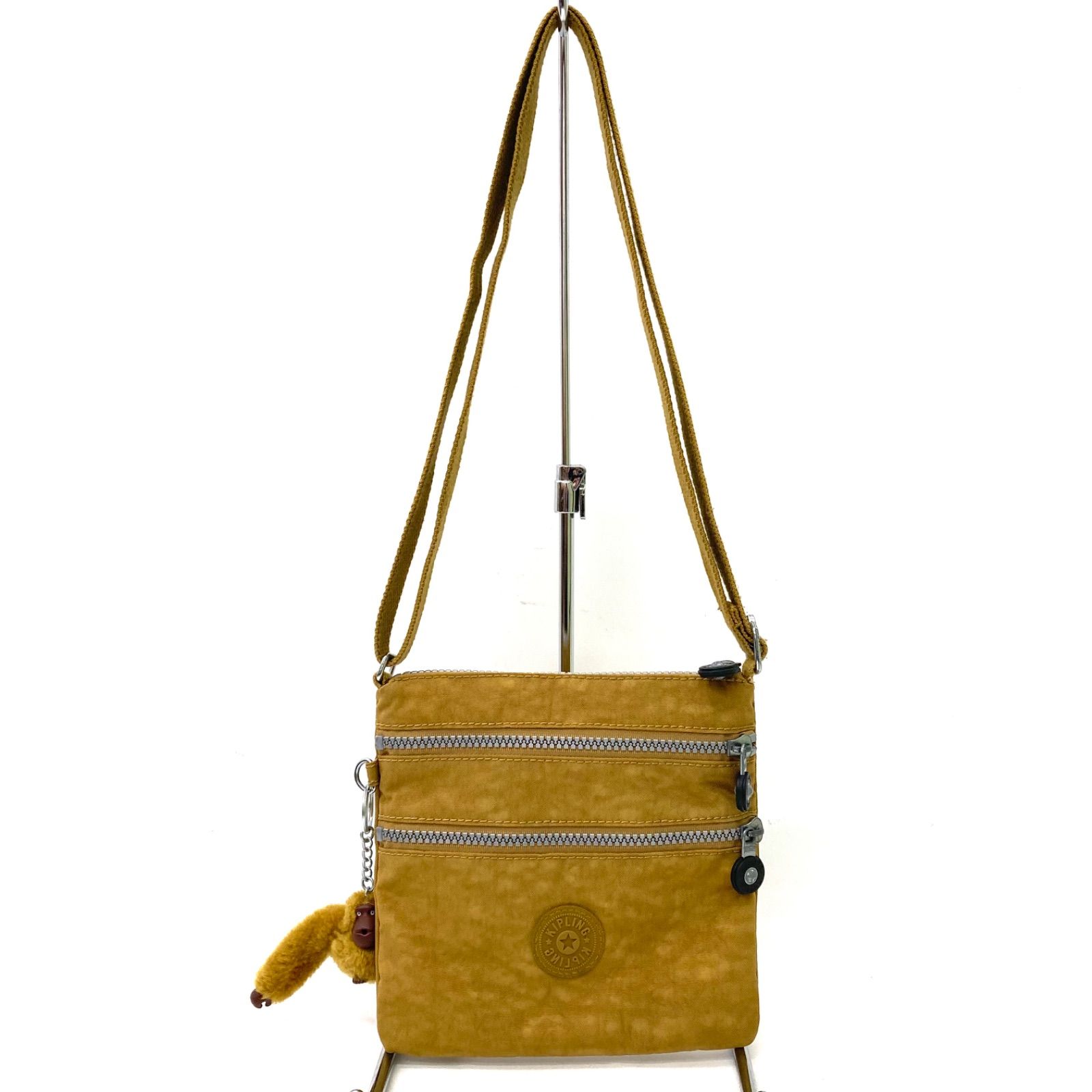 Kipling】キプリング ショルダーバッグ イエロー系 ナイロン チャーム 