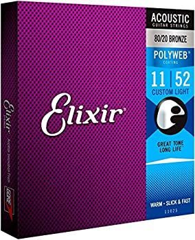 【中古】「未使用品」Elixir エリクサー アコースティックギター弦 POLYWEB 80/20ブロンズ Custom Light .011-.052 #11025 （国内正規品）