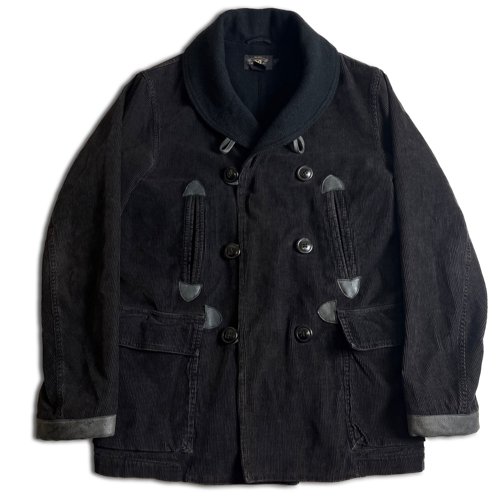RRL ダブルブレスト ショールカラー レザー コーデュロイ ランチコート 
