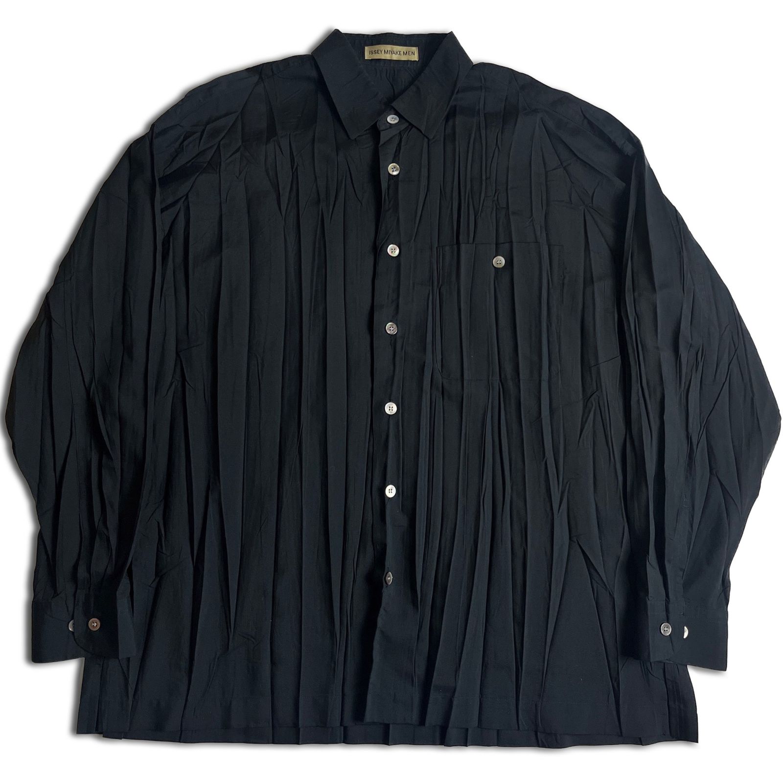 2000SS】ISSEY MIYAKE MEN プリーツシャツ S ブラック イッセイミヤケ