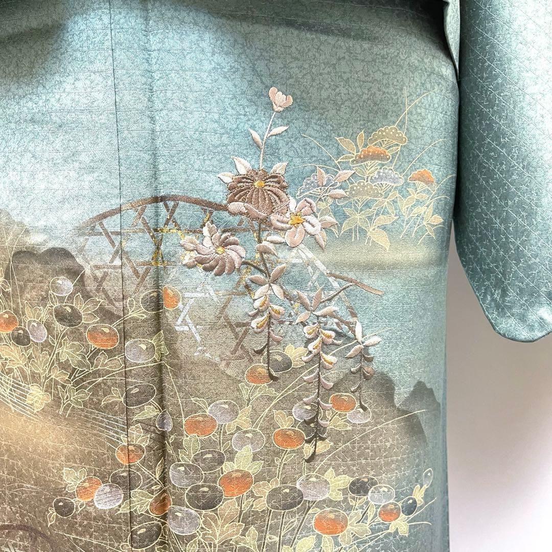 着物と帯 時流】O26147◇正絹二部式着物◇刺繍 訪問着 絵羽 金彩 簡単