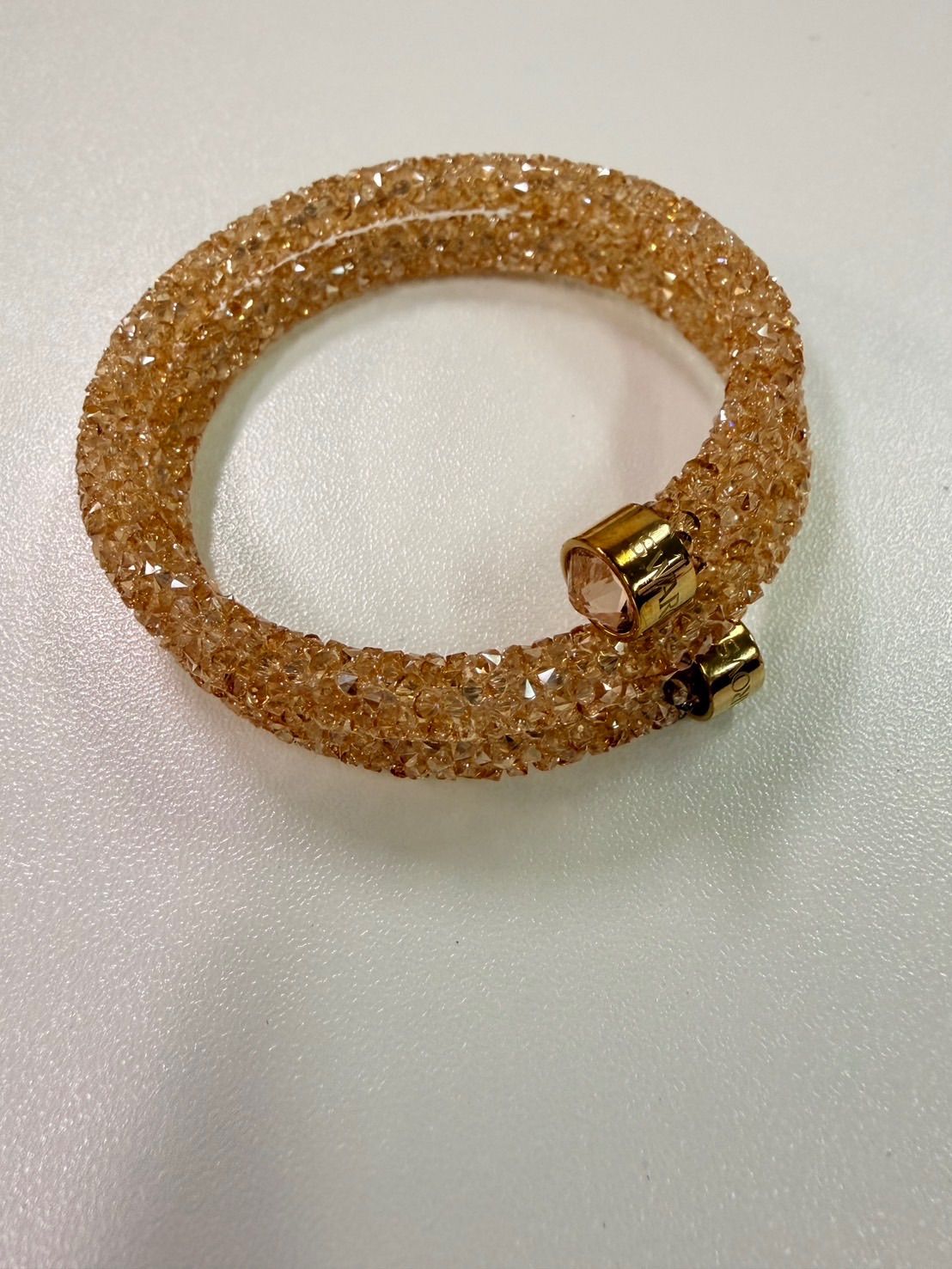 中古品】 SWAROVSKIスワロフスキー クリスタルダスト ダブルバングル