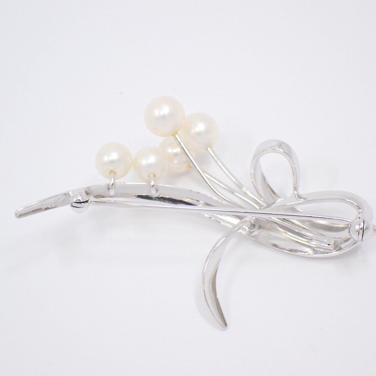 MIKIMOTO ミキモト フラワー リーフモチーフ ブローチ シルバー/パール