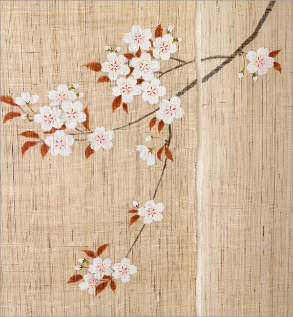 のれん 桜 麻 暖簾 手描き 間仕切り 目隠し 春 季節 桜柄 さくら 88
