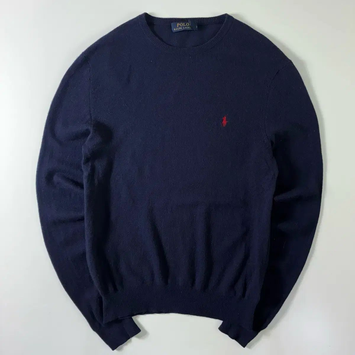 Polo ポロラルフローレン 刺繍 メリノウール ネイビー ラウンドニット 