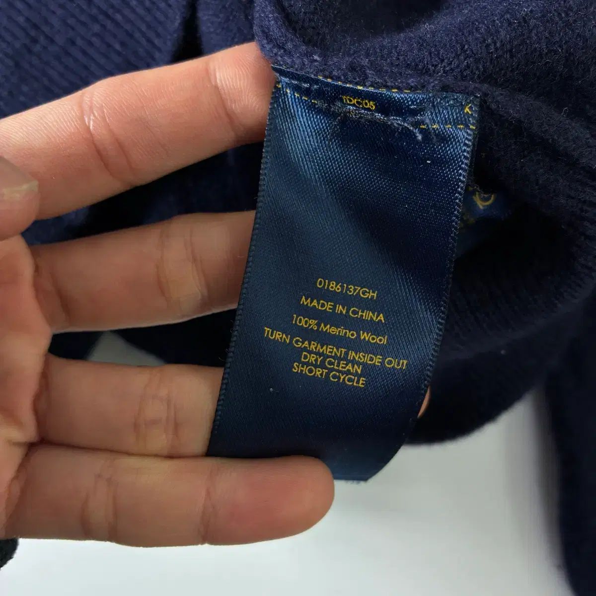 Polo ポロラルフローレン 刺繍 メリノウール ネイビー ラウンドニット 