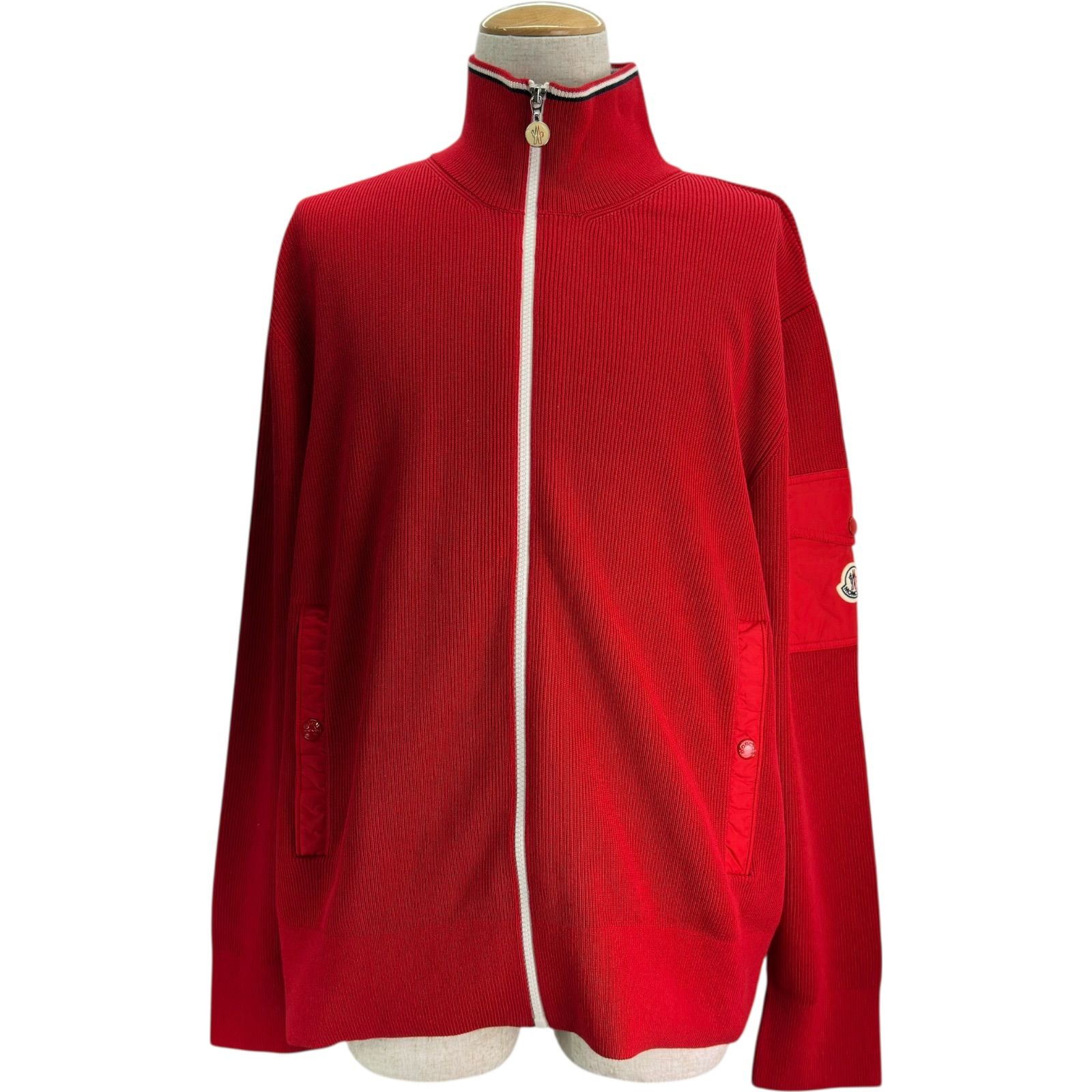 モンクレール MONCLER ドライバーズニットジャケット レッド コットン 