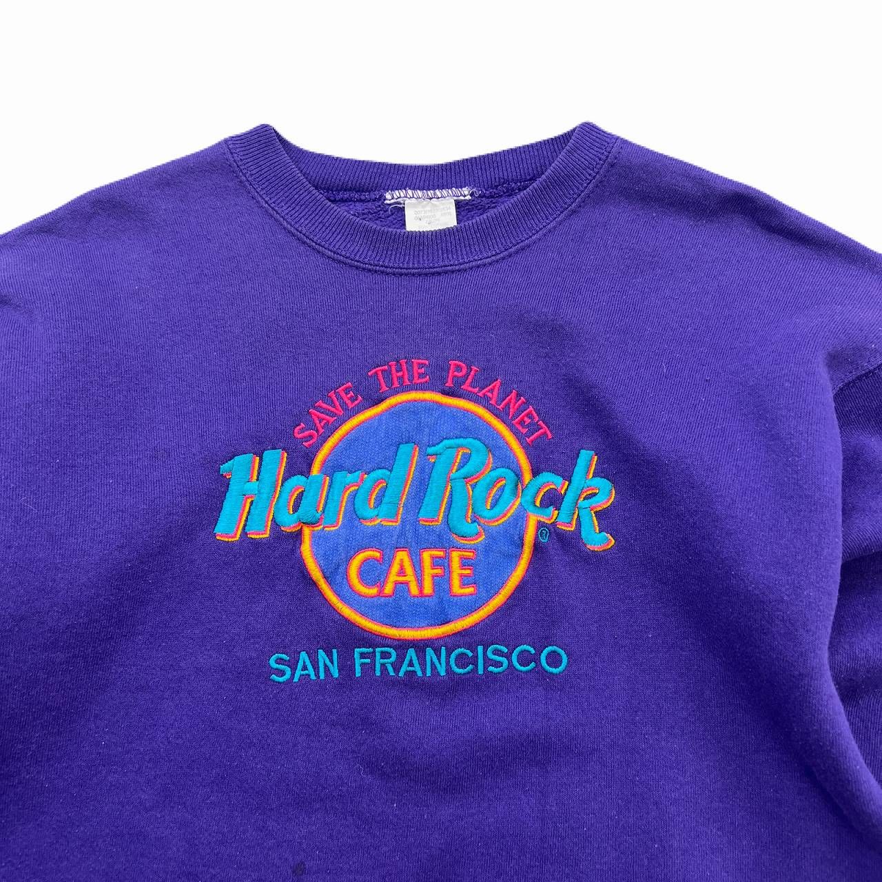【USA製】ハードロックカフェ☆刺繍ロゴ スウェットトレーナー パープルピンク ハードロックカフェ 刺繍 スウェット トレーナー USA製 パープル 紫