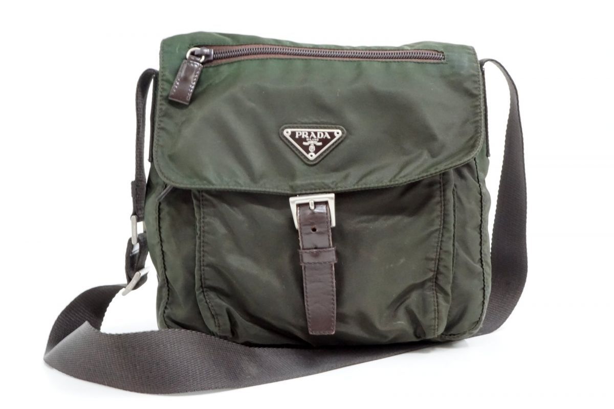 プラダ ミニ ショルダー ボディバッグ B8994 EBANO Unisex テスート 