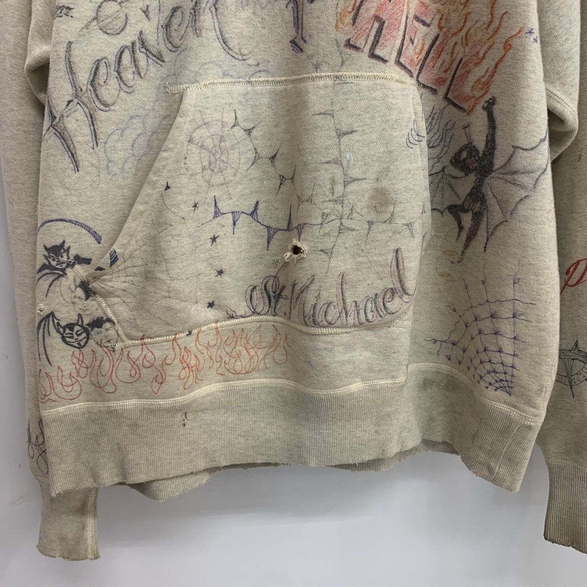 セントマイケル SAINT MICHAEL DR.WOO Graffiti Hoodie Beige
