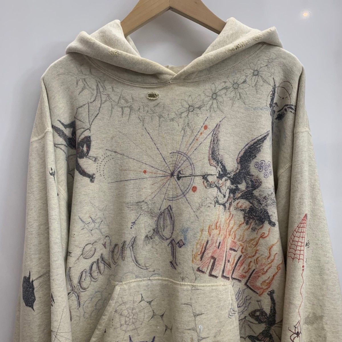セントマイケル SAINT MICHAEL DR.WOO Graffiti Hoodie Beige
