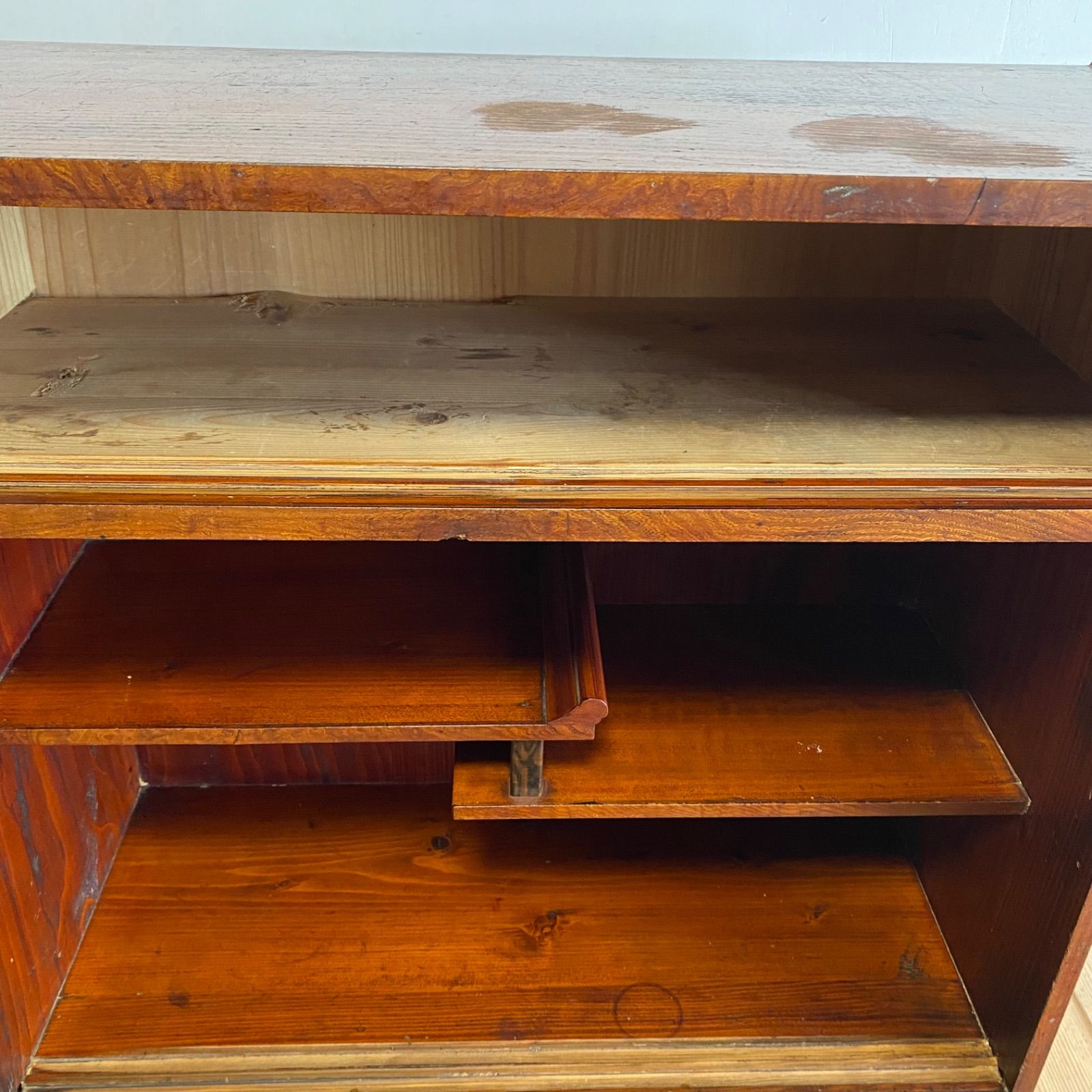 アンティーク ガラス戸棚 茶箪笥 水屋箪笥 無垢材 Y680 - メルカリ