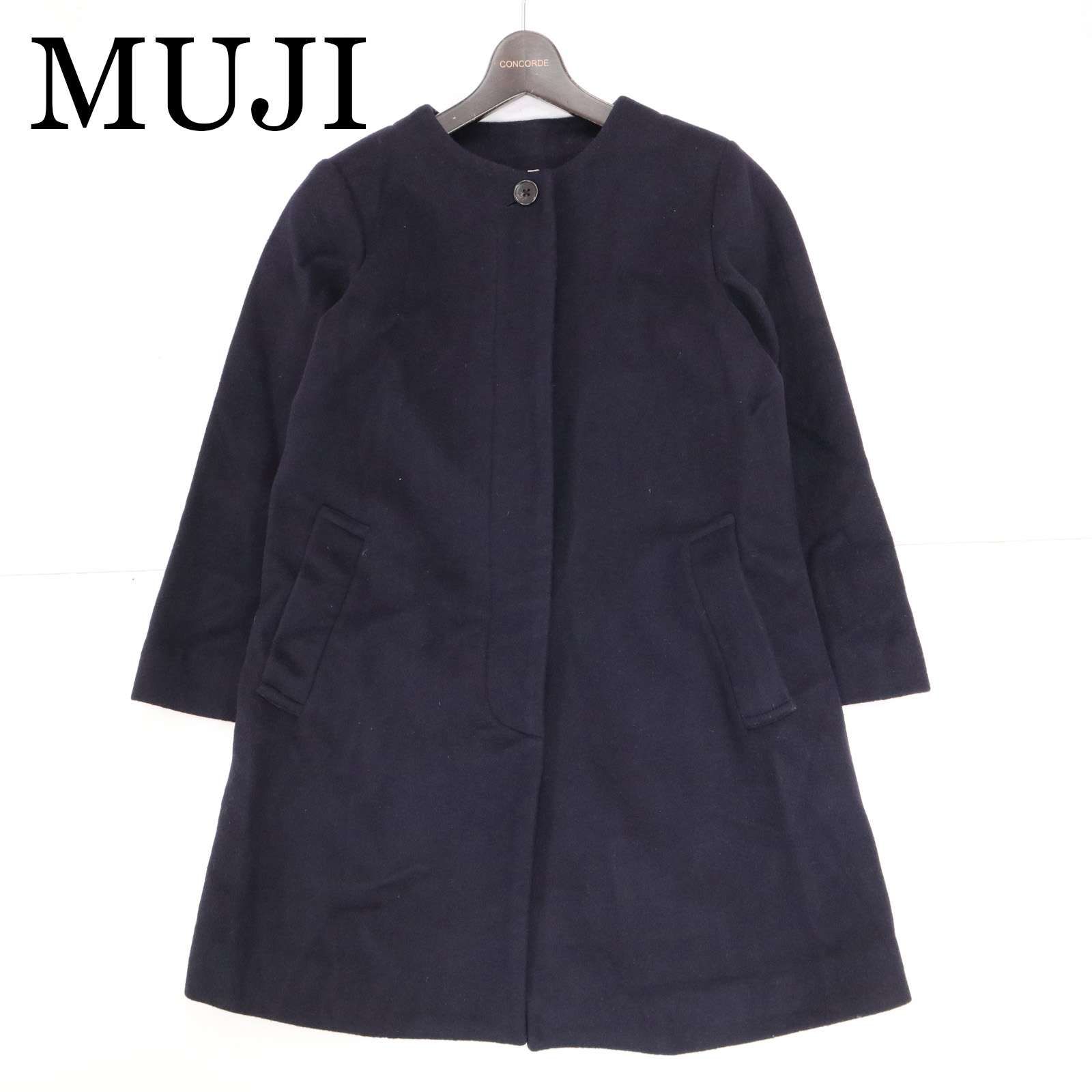 MUJI (無印良品) - 値下げ！無印　今季完売！ノーカラーコート　ネイビーM MUJI 無印良品 秋冬☆ ノーカラー コート Sz.M レディース 紺 | Shop