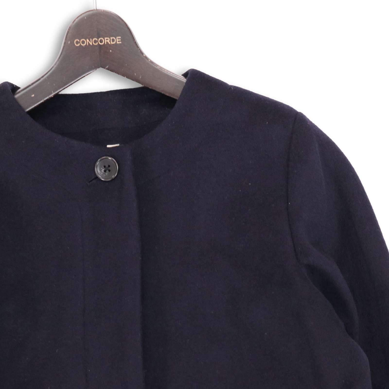 MUJI 無印良品 秋冬☆ ノーカラー コート Sz.M レディース 紺 | Shop