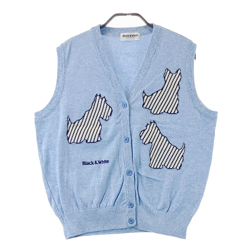Black & White レディース ベスト ホワイト サイズ：L BLACK&WHITE ブラックアンドホワイト ニットベスト ブルー系