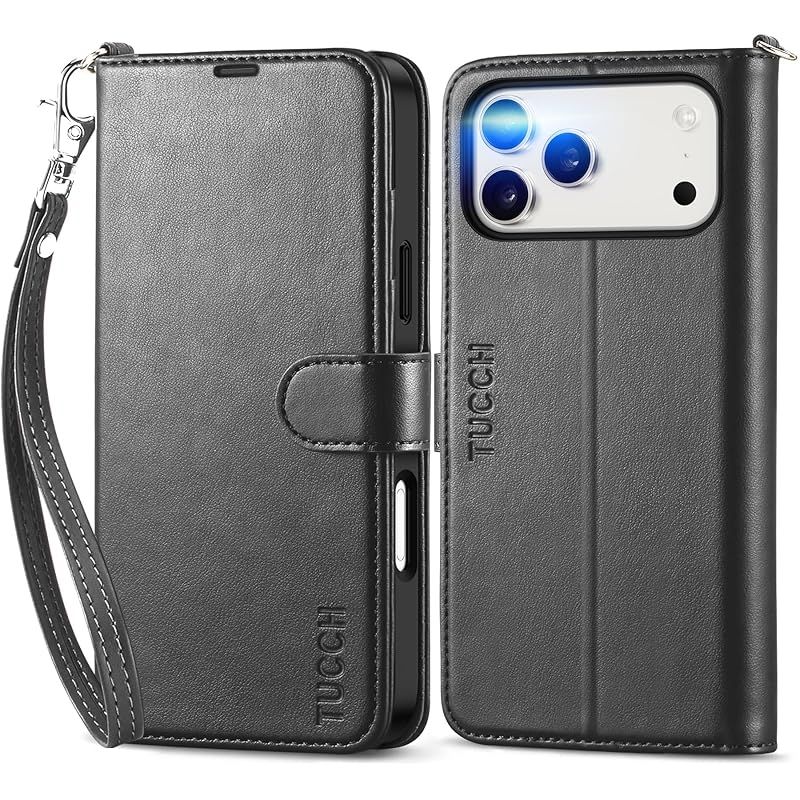 【新品】 TUCCH iphone 17 Pro Max 対応 ケース 手帳型 ストラップ付き 6.9インチ 4つカード収納 RFIDブロッキング 横置きスタンド機能 TPU素材 PU合皮 全面保護 衝撃吸収 アイホン17プロマックス 対応カバー 2025 0