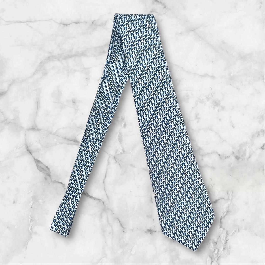 HERMES ネクタイ 総柄 シルク ブルー系 フランス製 - メルカリ